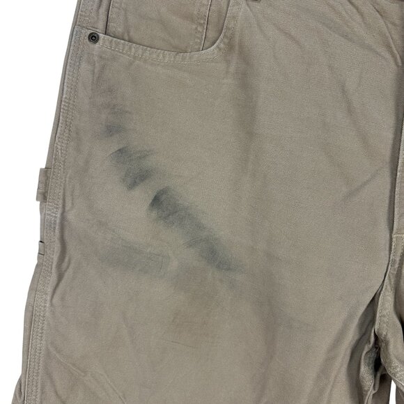 Carhartt Mens Loose Fit Canvas Carpenter Pants Khaki Utility Workwear Size 42X30 - Picture 2 of 12